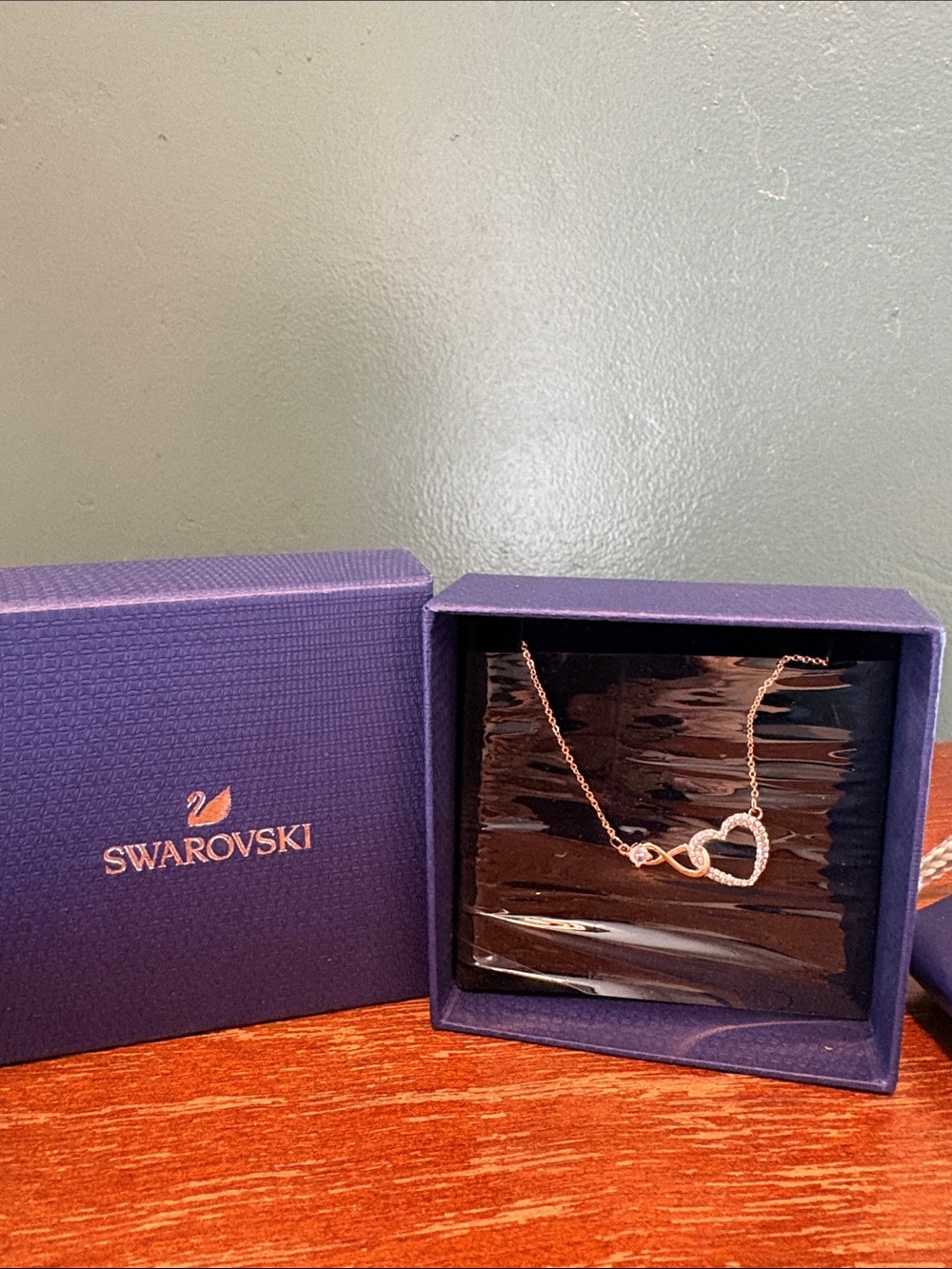 Swarovski Rose Gold Heart and Infinity Crystal Necklace